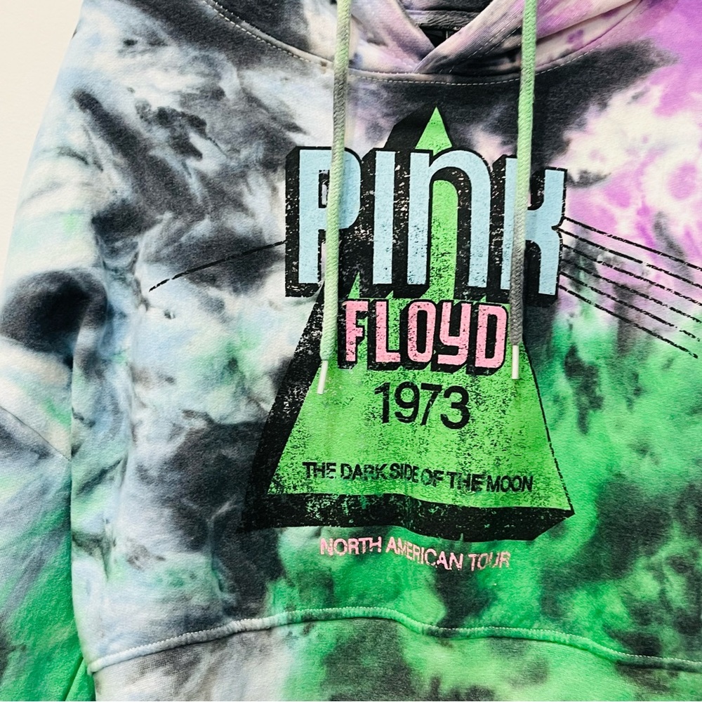 Pink Floyd Hoodie Women Cropped Tie Dye Pullover Sweatshirt sz Large - Picture 2 of 6